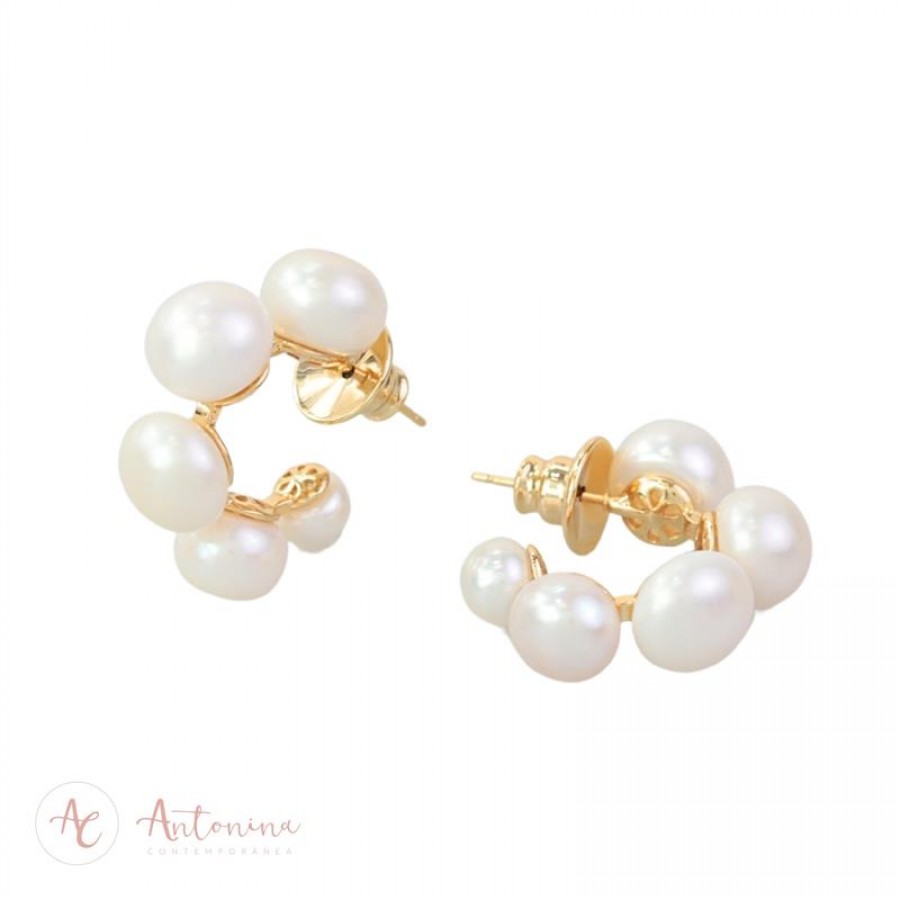 Brinco Argola Bubble Shel M Banhado Em Ouro 18k