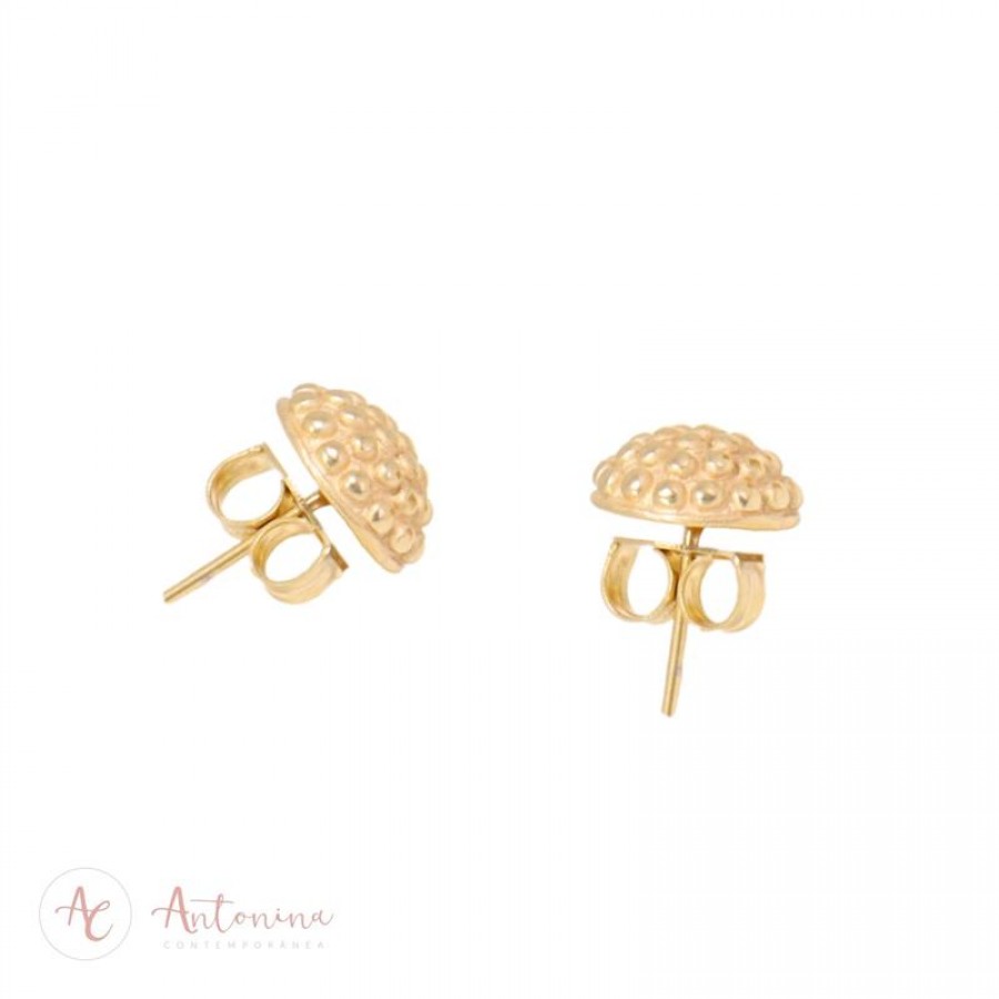 Brinco Bolinha Espinho Banhado Em Ouro 18k