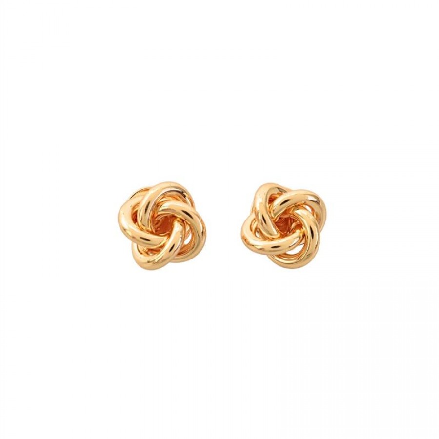 Brinco Nó Liso Banhado Em Ouro 18k