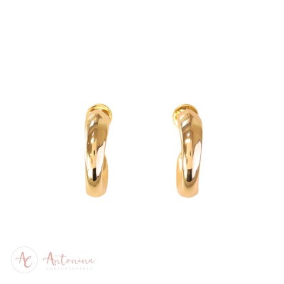 Brinco Argola Oval Curve Banhado Em Ouro 18k<br><span style='color:#fff;'>Joias</span>