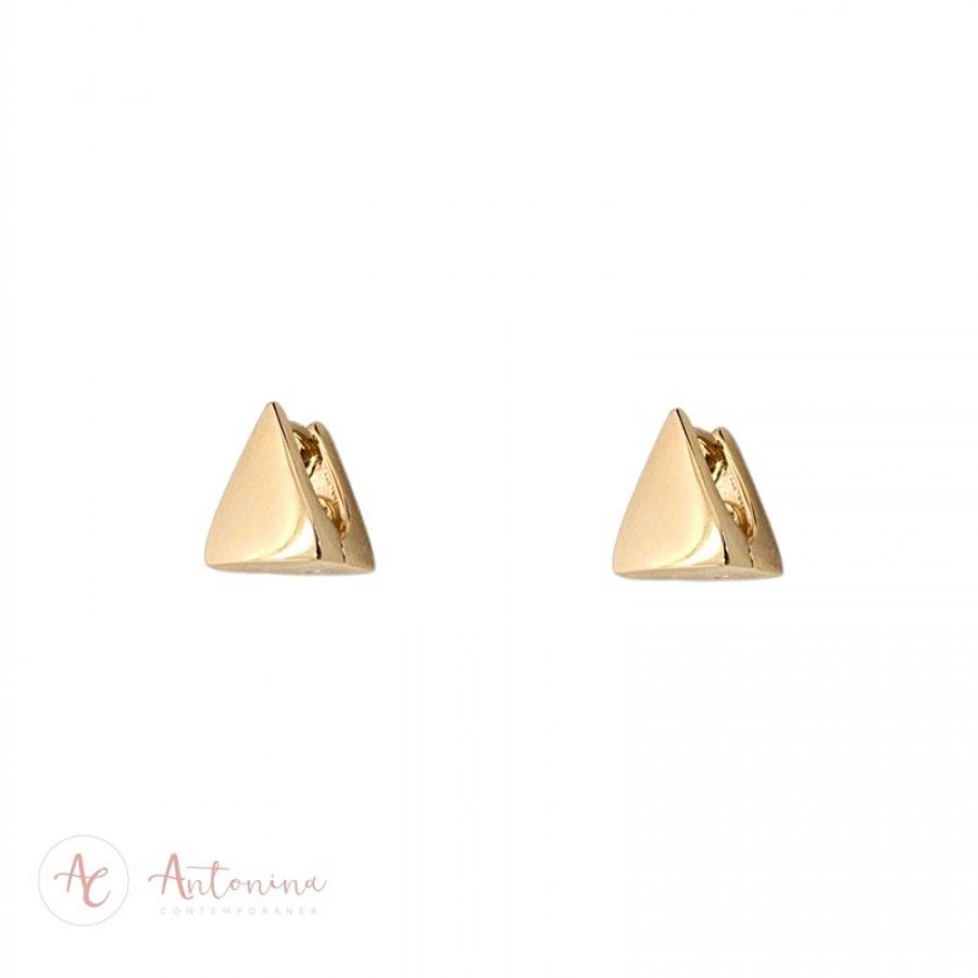 Brinco Triângulo Click  Casual Banhado Em Ouro 18k