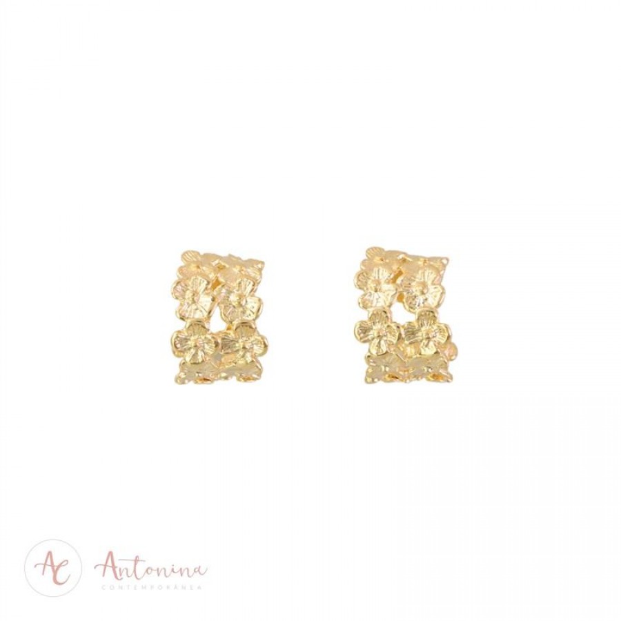 Brinco Argola Hortência P Banhado Em Ouro 18k