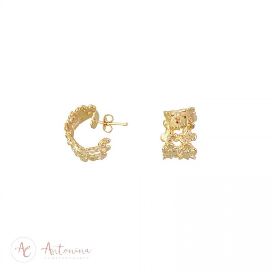 Brinco Argola Hortência P Banhado Em Ouro 18k