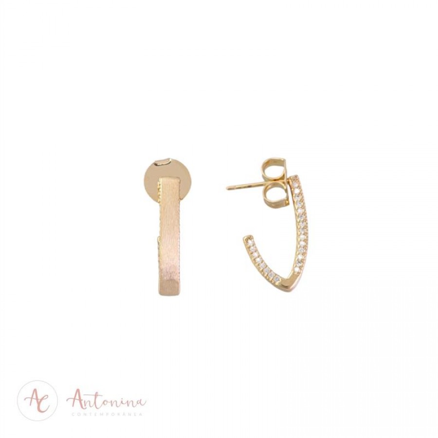 Brinco Argola Jotinha Cravejada Banhado Em Ouro 18k