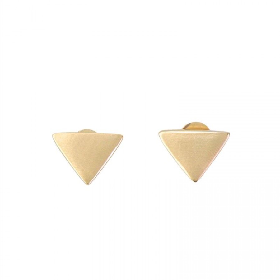 Brinco Triângulo Fosco Banhado Em Ouro 18k