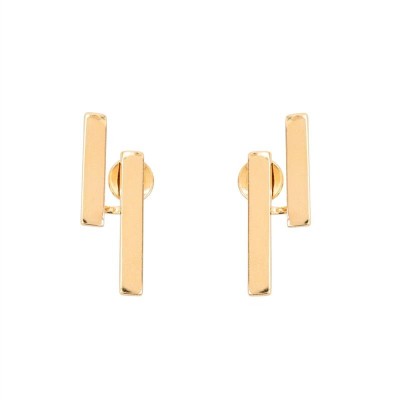 Brinco Duplo Palito Minimalista Banhado Em Ouro 18k 