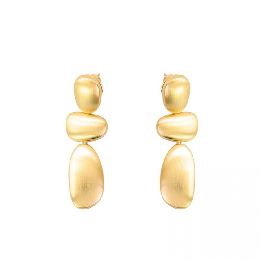 Brinco Elementos Orgânicos Banhado Em Ouro 18k