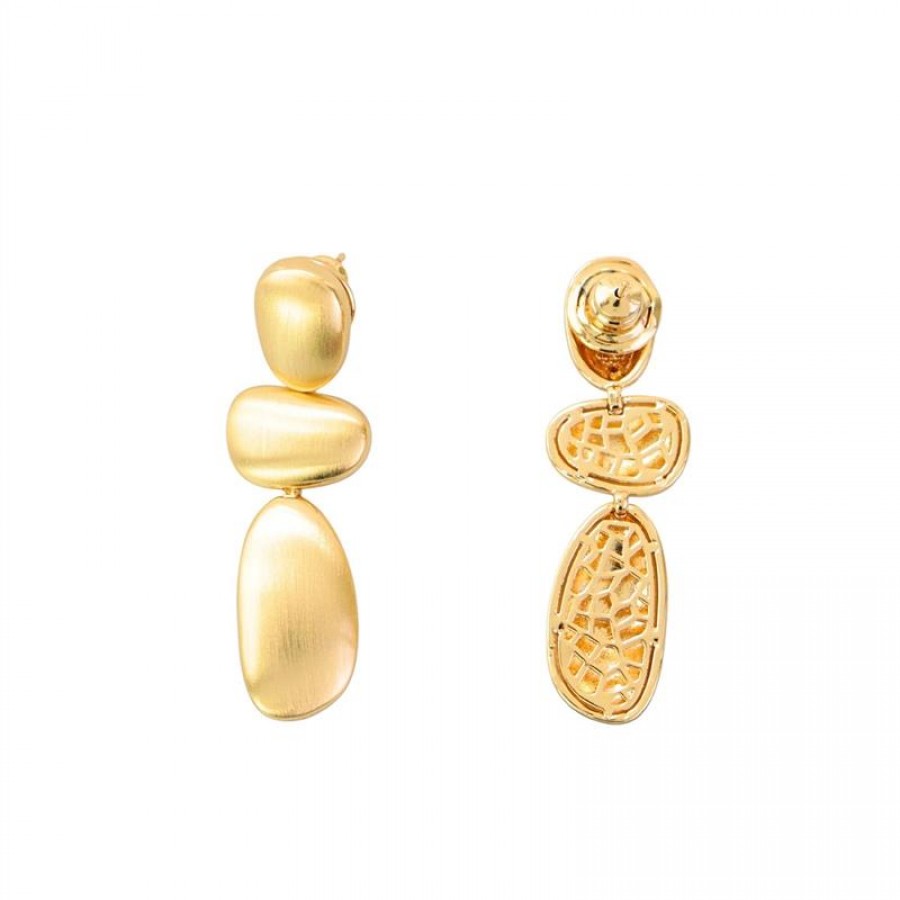 Brinco Elementos Orgânicos Banhado Em Ouro 18k