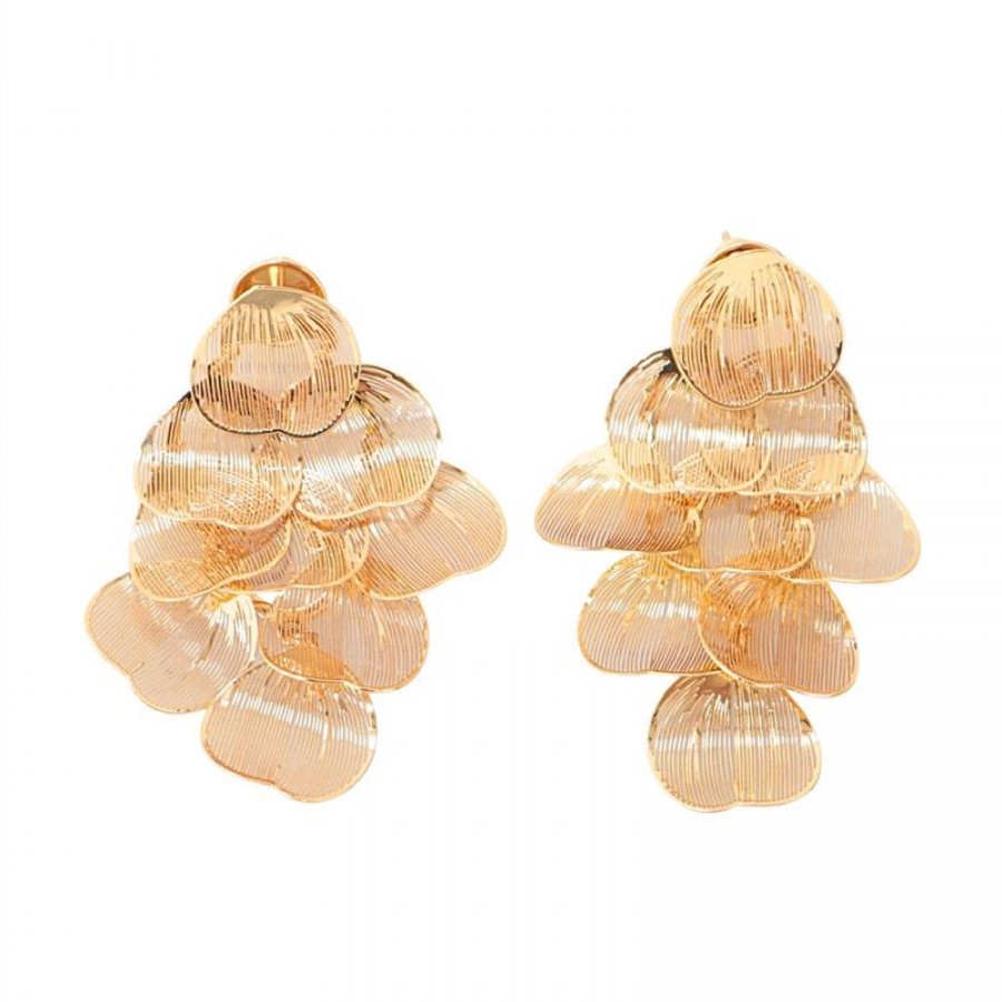 Brinco Pétalas Banhado Em Ouro 18k