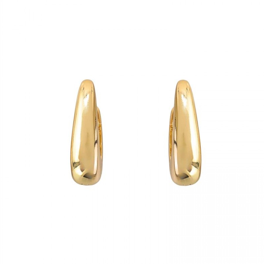 Brinco Argola Curve Lisa G Banhado Em Ouro 18k