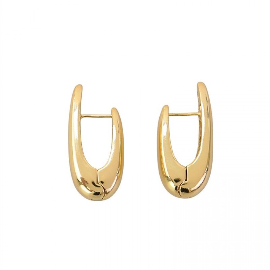 Brinco Argola Curve Lisa G Banhado Em Ouro 18k