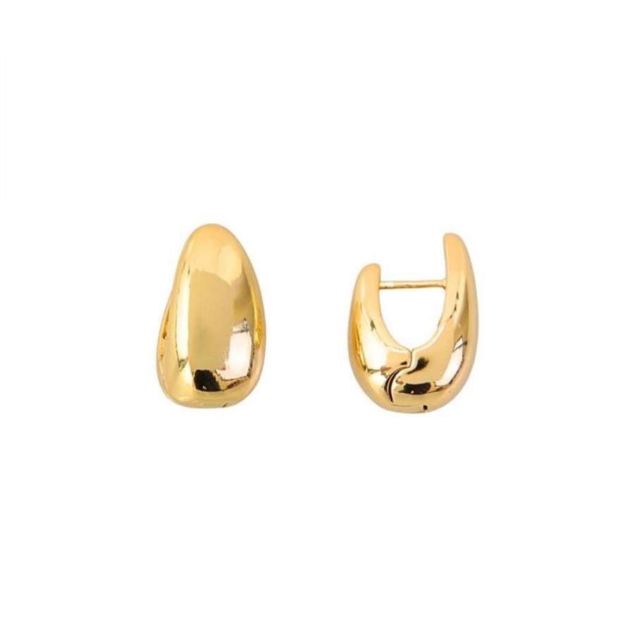 Brinco Argola Curve Lisa P Banhado Em Ouro 18k