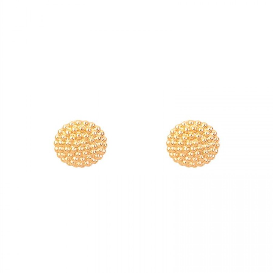 Brinco Poá Redondo  Banhado Em Ouro 18k