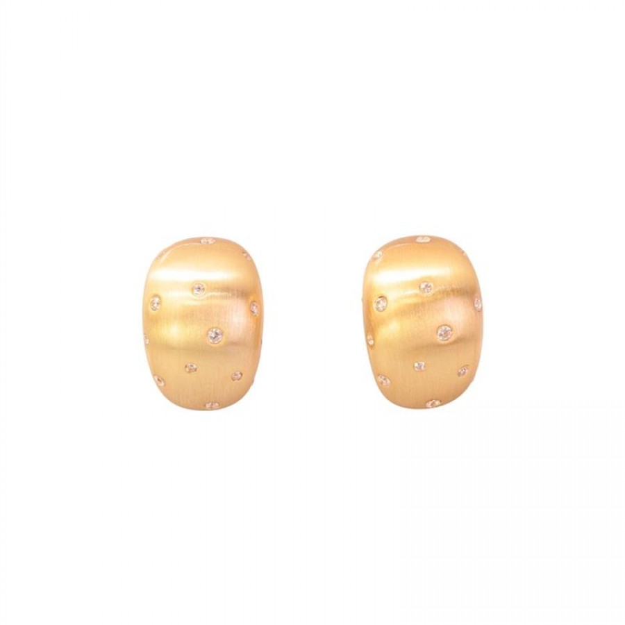 Brinco Bombê Cravejado Banhado Em Ouro 18k 