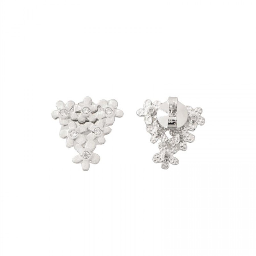 Brinco Triângulo De Flores Com Zircônia