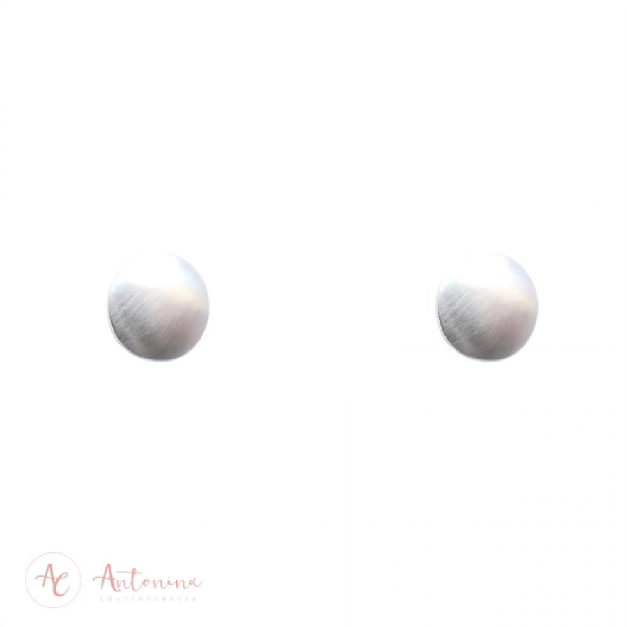 Brinco Botton Flat Banhado Em Ródio