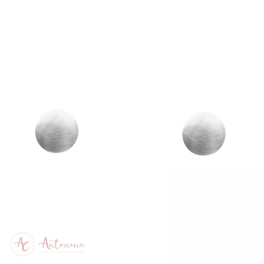 Brinco Botton Flat Banhado Em Ródio