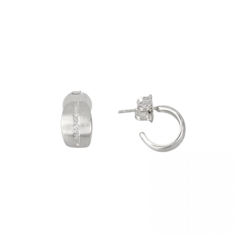 Brinco Argola Mini Cravejado Banhado Em Ródio