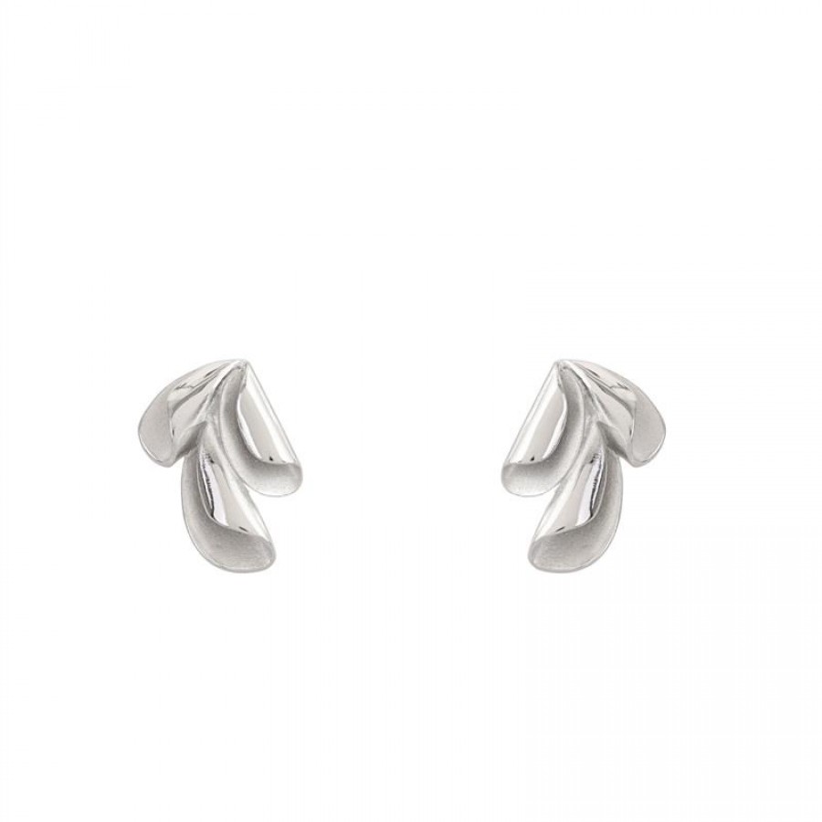 Brinco Trio De Pétalas Banhado Em Ródio