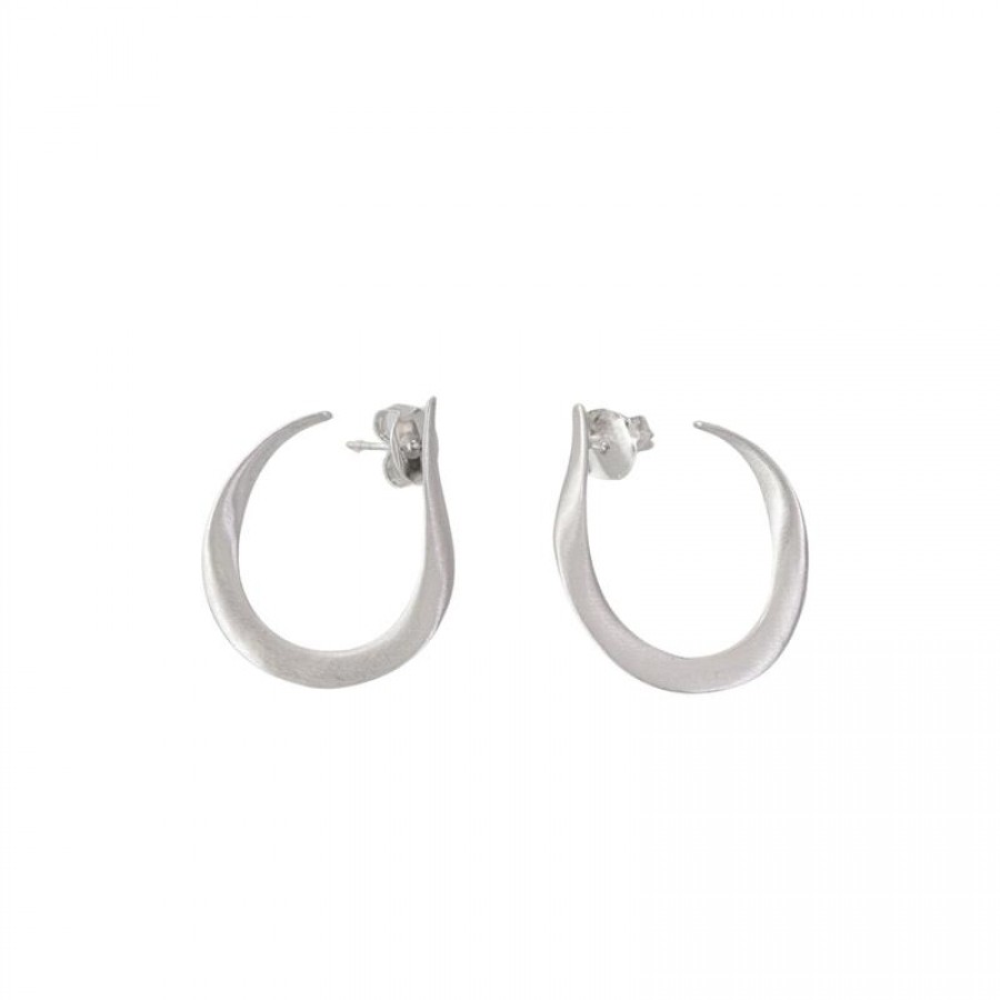 Brinco Argola Fina Curvas Banhado Em Ródio