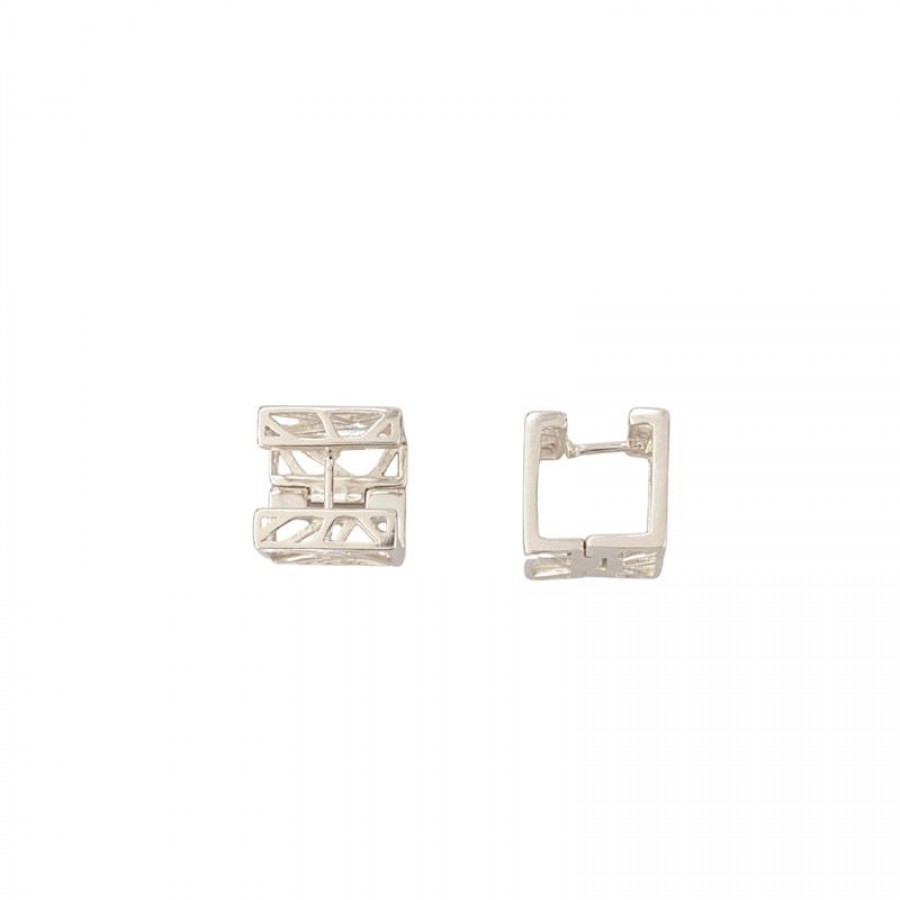 Brinco Louvre Banhado Em Ródio 