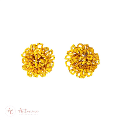 Brinco Cravo Crochê Amarelo M<br><span style='color:#fff;'>Joias</span>