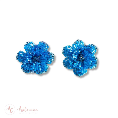 Brinco Crochê Florata G Blue Marine <br><span style='color:#fff;'>Joias</span>
