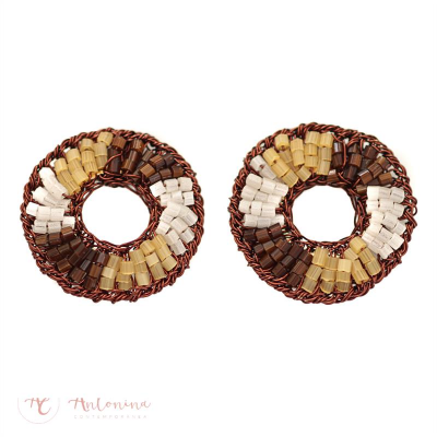Brinco Circulo Bordado Ferrugem Gazela<br><span style='color:#fff;'>Joias</span>