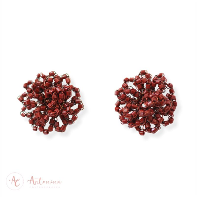 Brinco Cravo Crochê Ferrugem Coral M  <br><span style='color:#fff;'>Joias</span>