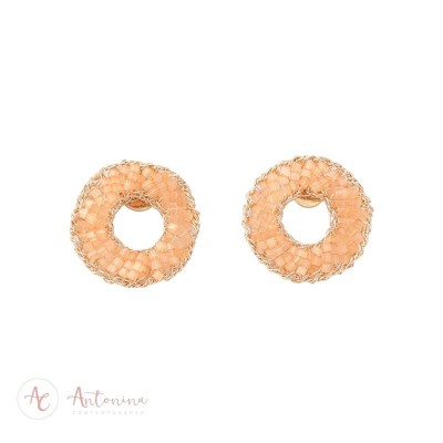 Brinco Círculo Bordado Papaya<br><span style='color:#fff;'>Joias</span>