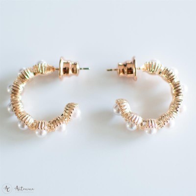 Brinco Argola De Pérola Rosê<br><span style='color:#fff;'>Joias</span>