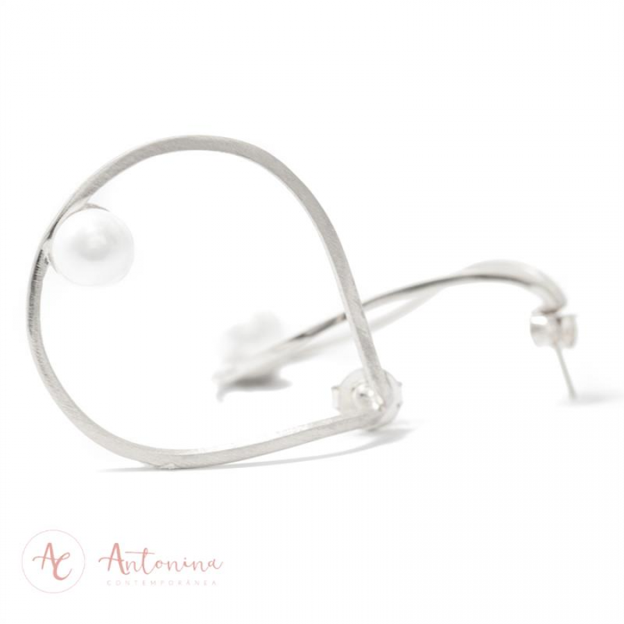 Brinco Gota Pérola Banhado Em Ródio