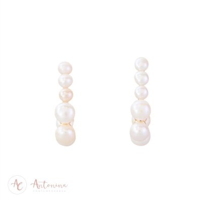 Brinco Pérola Ear Hook Banhado Em Ouro 18k<br><span style='color:#fff;'>Joias</span>