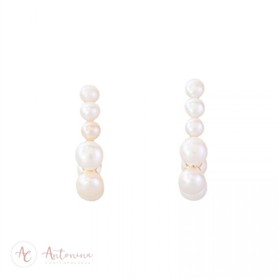 Brinco Pérola Ear Hook Banhado Em Ouro 18k
