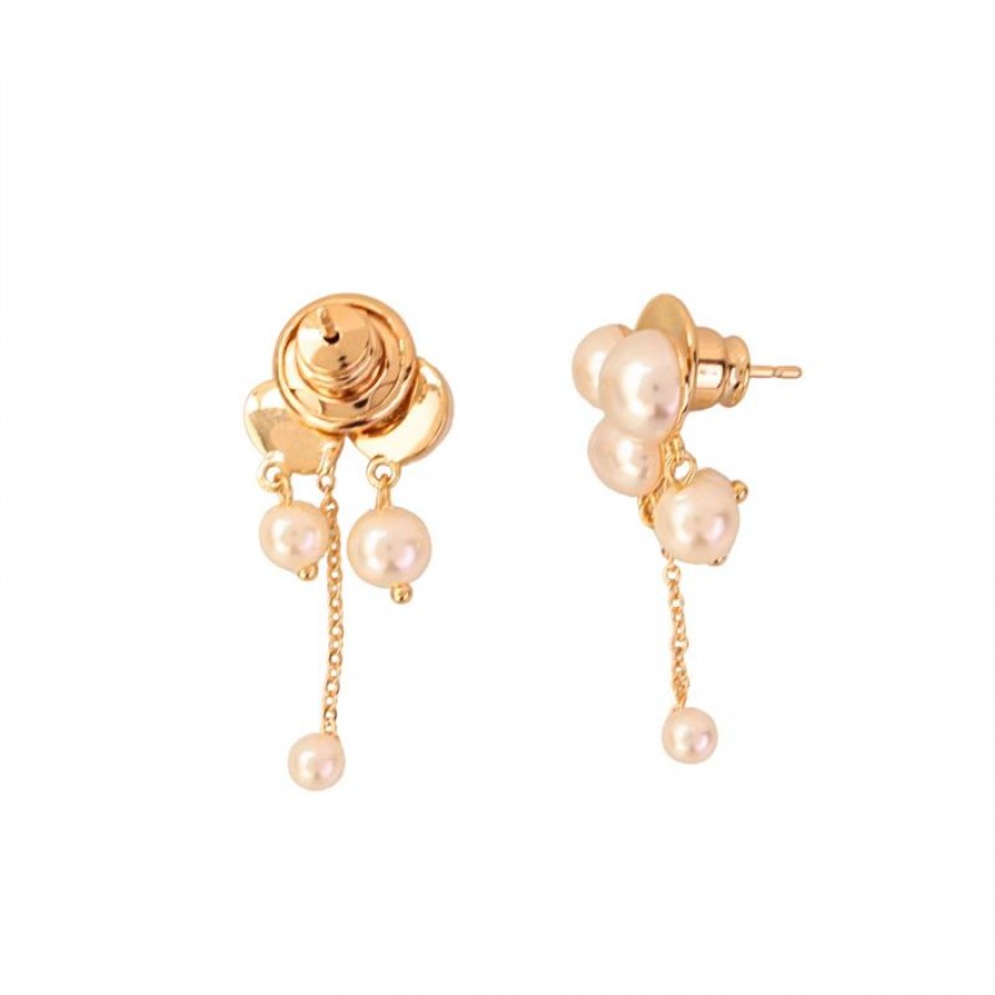 Brinco Cacho De Pérolas Banhado Em Ouro 18k