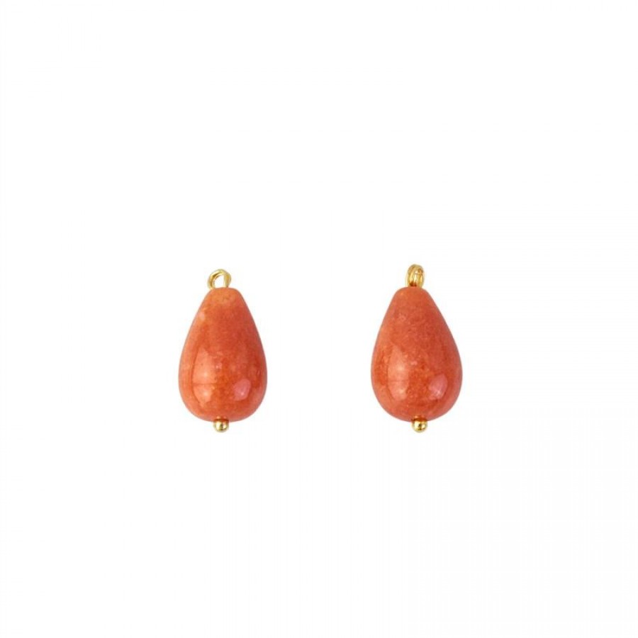 Pingente De Jade Laranja Banhado Em Ouro 18k