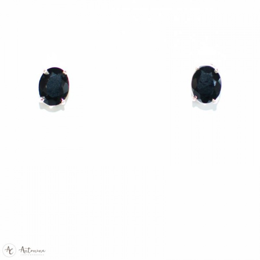 Brinco Oval Lapidado Preto