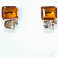 Brinco Lilian Âmbar E Fumê Banhado Em Ouro 18k