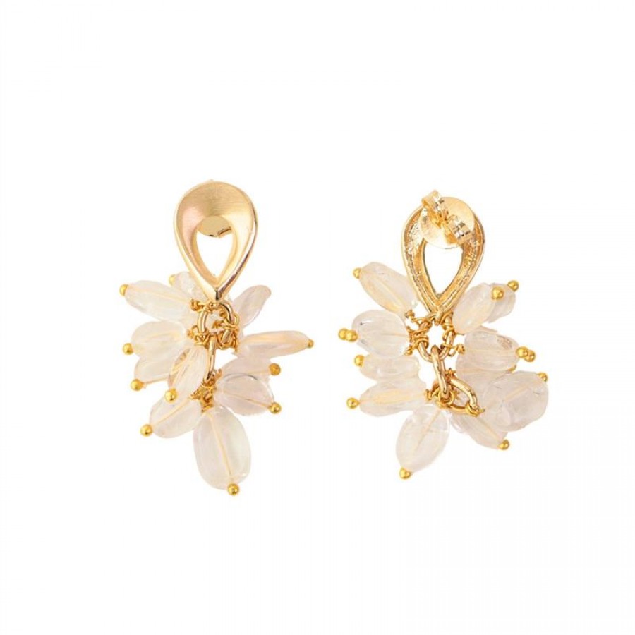 Brinco Cacho De Cristal Banhado Em Ouro 18k 