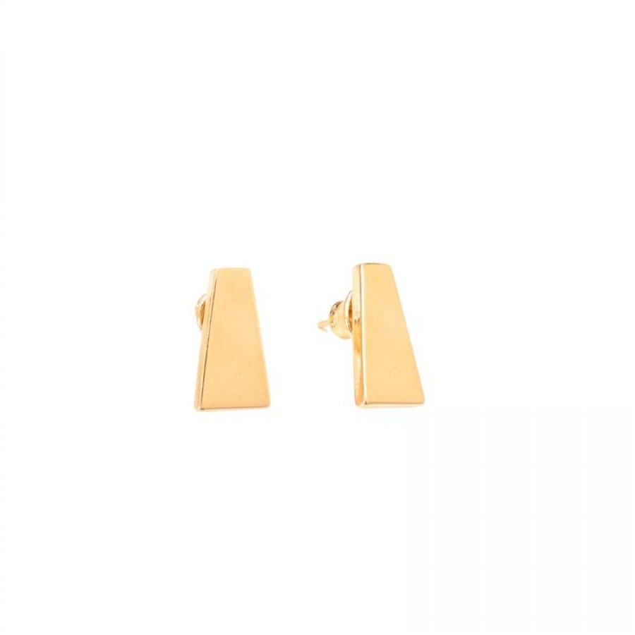 Brinco Trapézio Liso Banhado Em Ouro 18k 