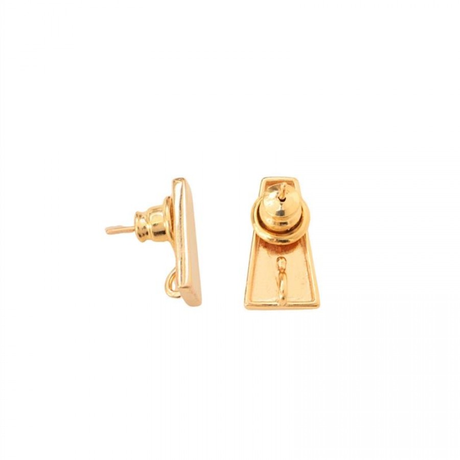 Brinco Trapézio Liso Banhado Em Ouro 18k 