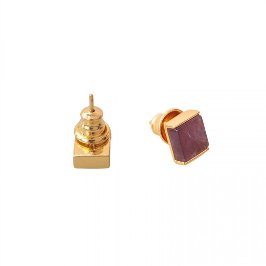 Brinco Essência Pedra Ametista Banhado Em Ouro 18k