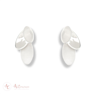 Brinco Trio Ovais Banhado Em Prata<br><span style='color:#fff;'>Joias</span>