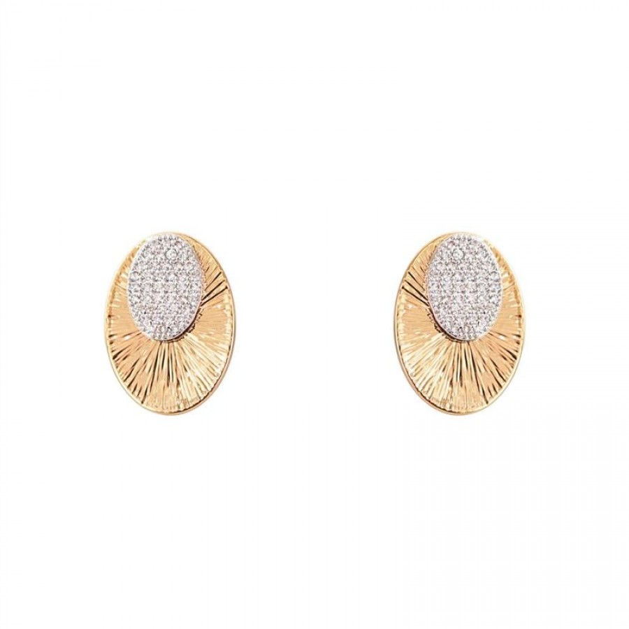 Brinco Base Lisa Com Zircônia Banhado Em Ouro 18k