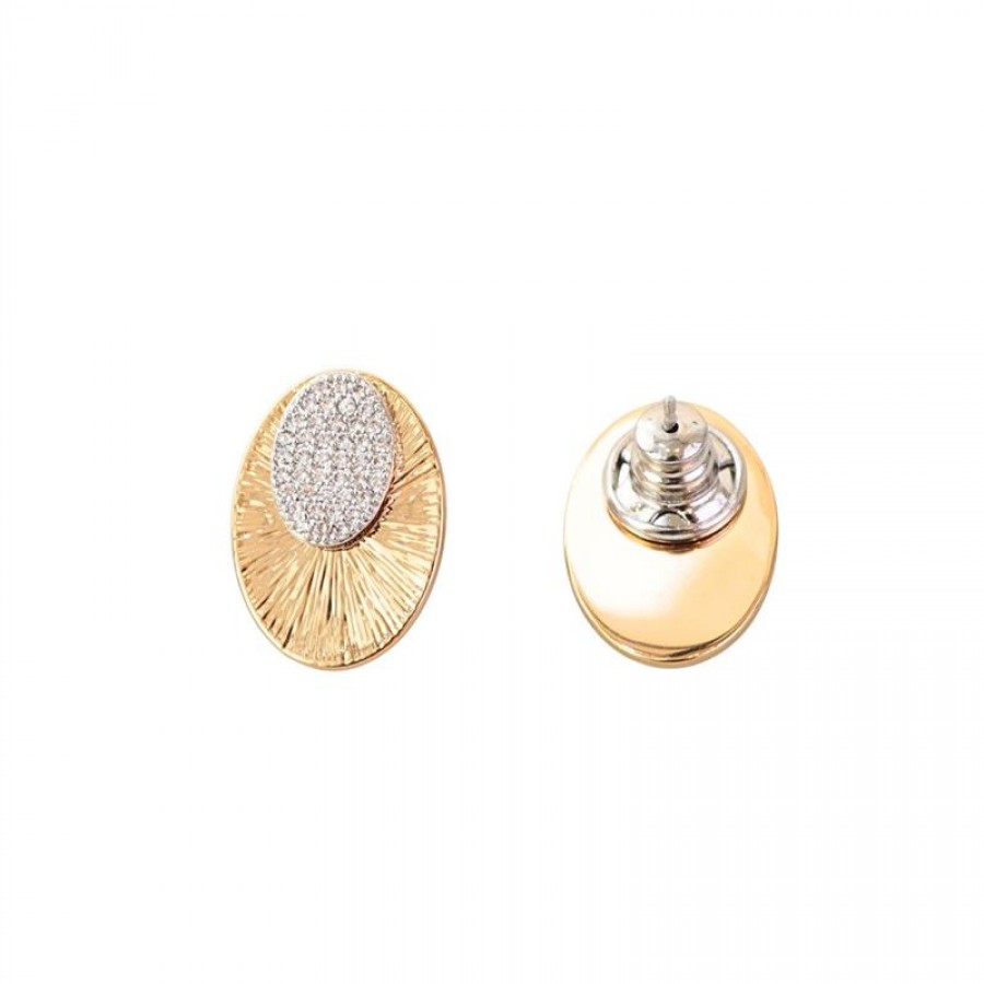 Brinco Base Lisa Com Zircônia Banhado Em Ouro 18k