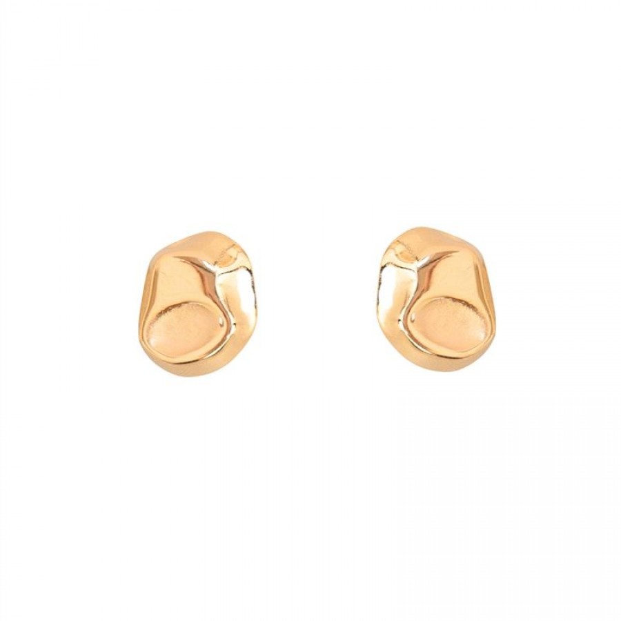 Brinco Fluido Orgânico Banhado Em Ouro 18k
