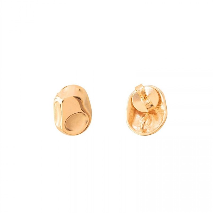 Brinco Fluido Orgânico Banhado Em Ouro 18k