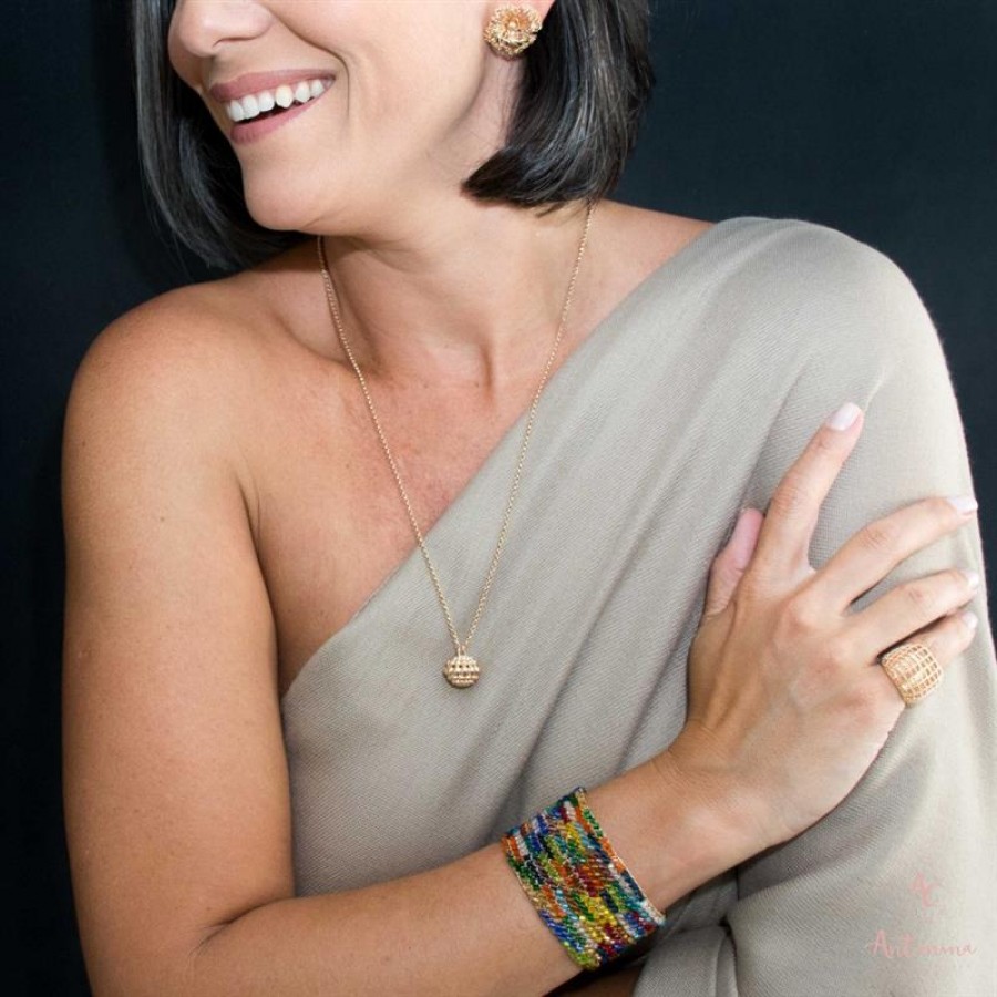 Colar Pingente De Bolinhas P Banhado Em Ouro 18k