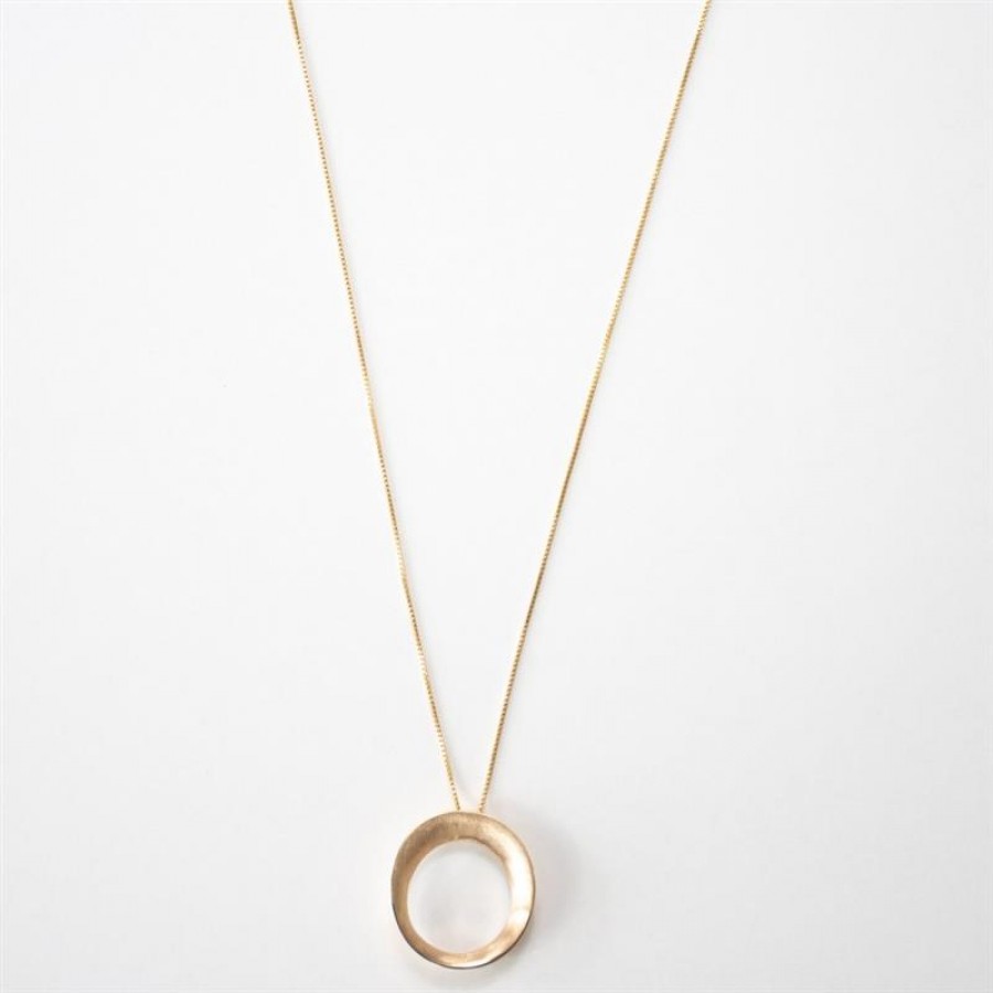 Colar Longo Círculo Vazado Banhado Em Ouro 18k