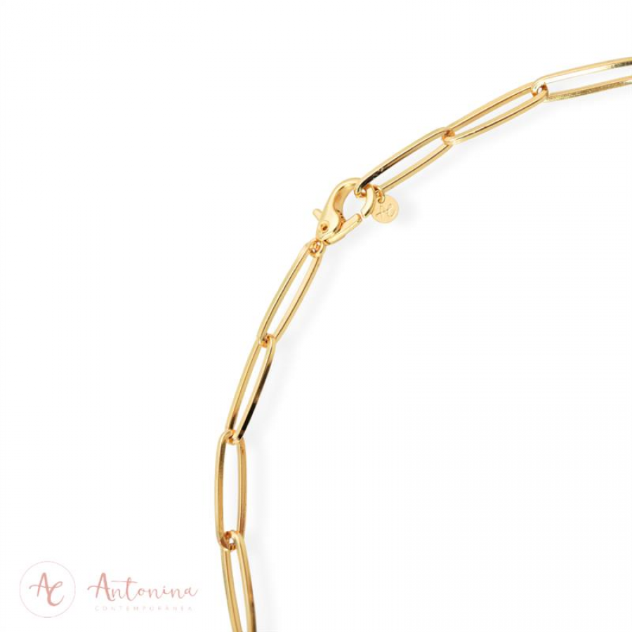 Colar Choker Elos Com Pérola Barroca Central